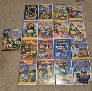Lot of 16 Veggie Tales DVD Movies Double Features & Book